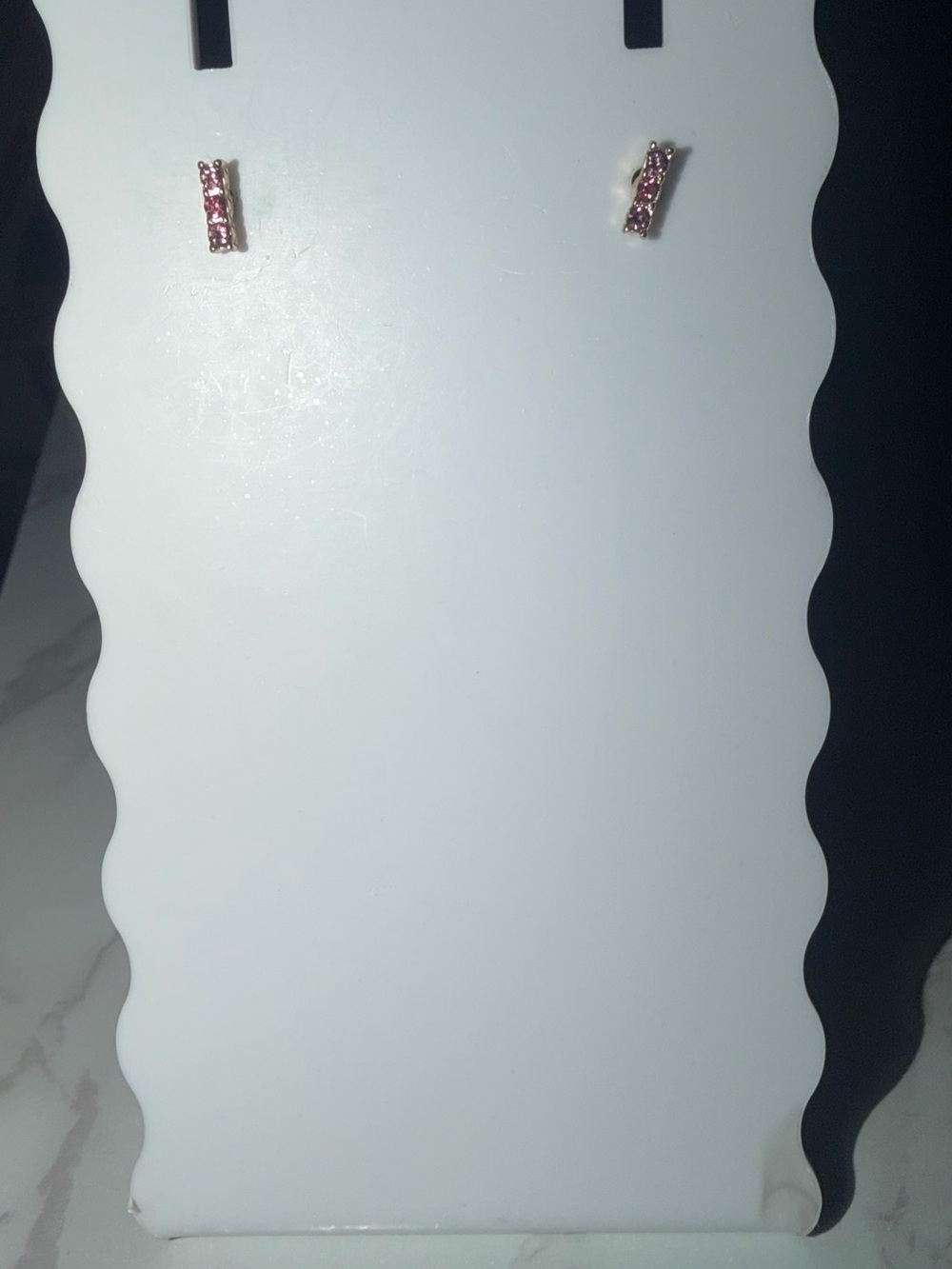Rose Pink Crystal Bar Stud Earrings for Women